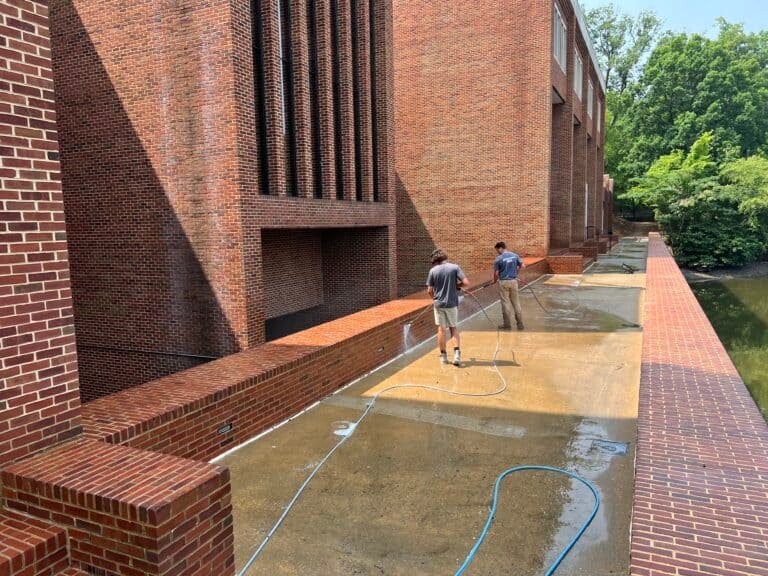 commercial building washing by alpha exterior solutions at the university of richmond in Virginia