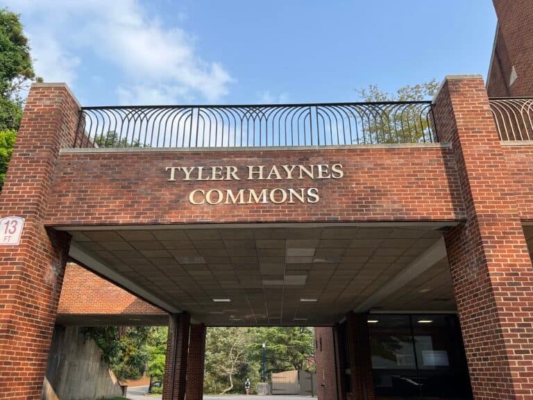 commercial building washing by alpha exterior solutions at the university of richmond in Virginia for the Tyler Haynes Commons