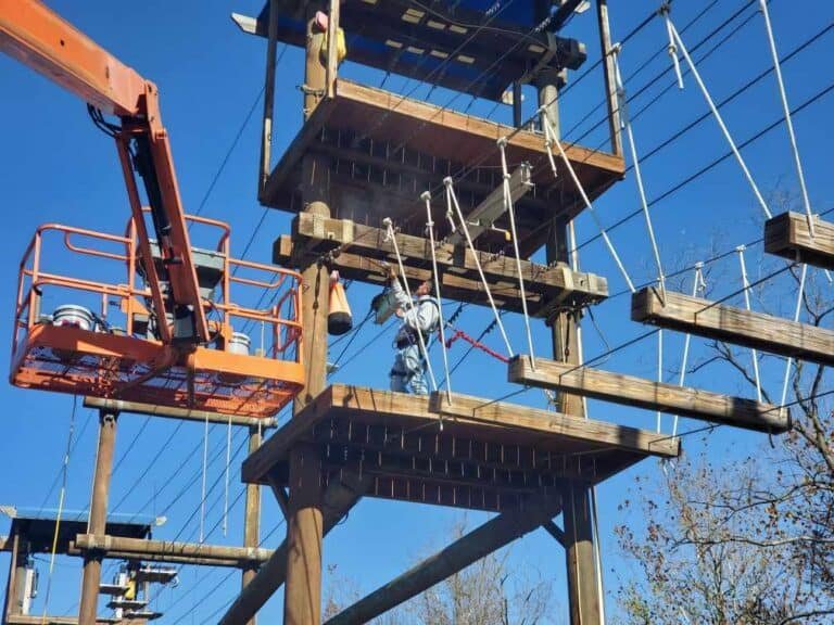 Outdoor ropes course professionally cleaned and serviced by alpha exterior solutions