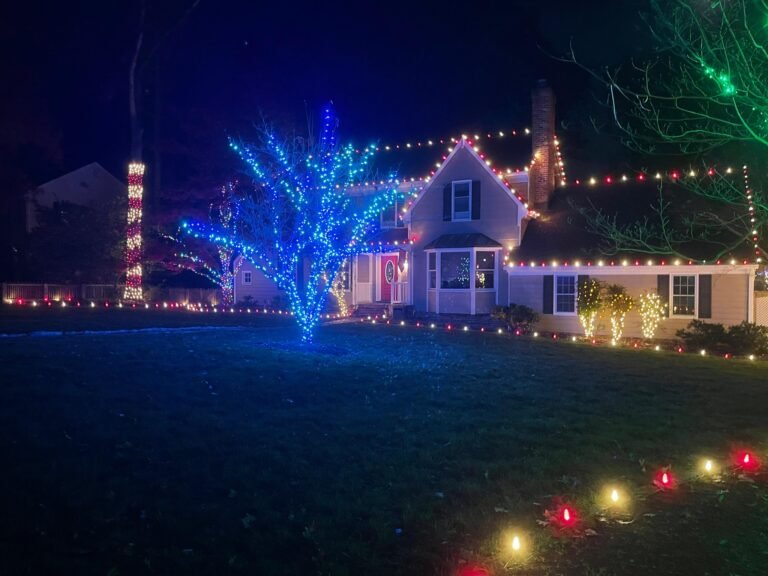 Residential property Christmas light installation by alpha holiday lighting in Manakin Sabot VA