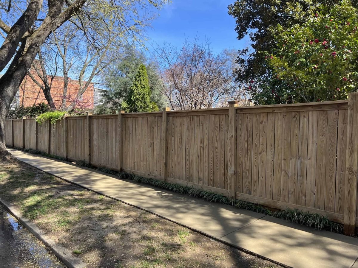 Cleaned wood privacy fence after professional fence washing at a Glen Allen Virginia home