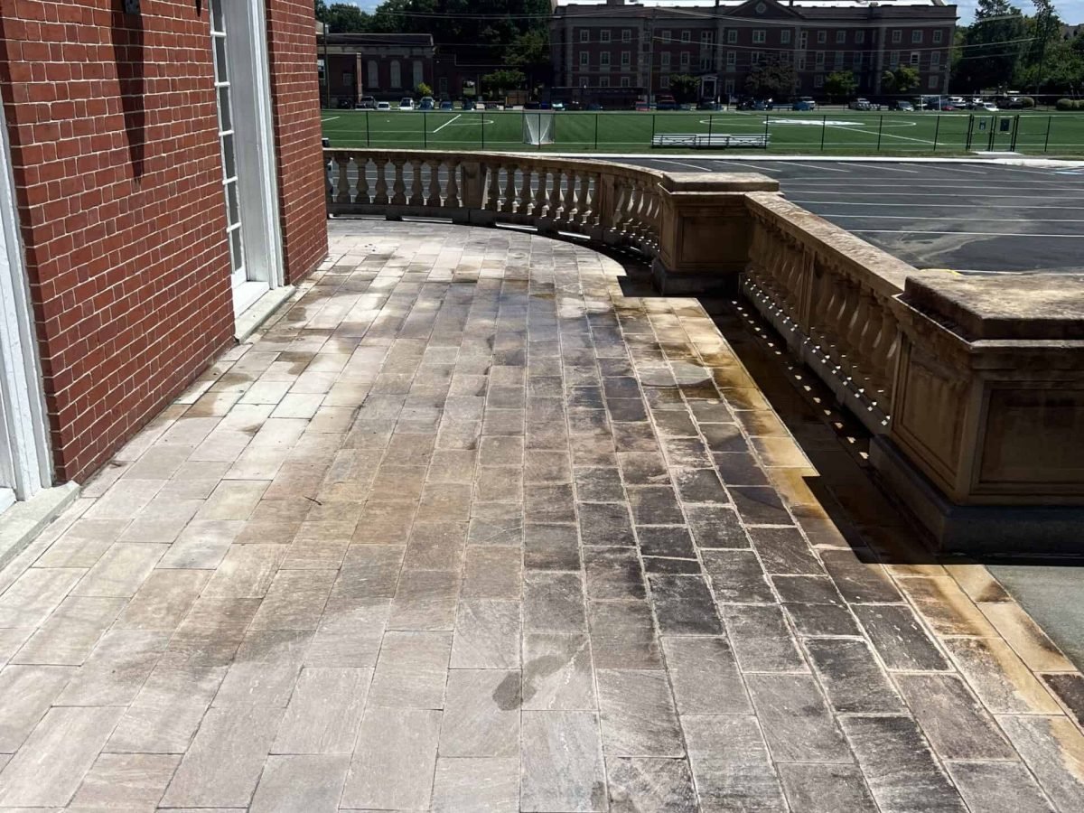 exterior patio at richmond of virginia before cleaning by alpha exterior solutions pressure washing and cleaning