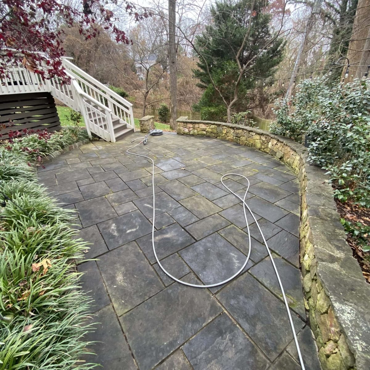 moldy residential brick steps before pressure washing by alpha exterior solutions