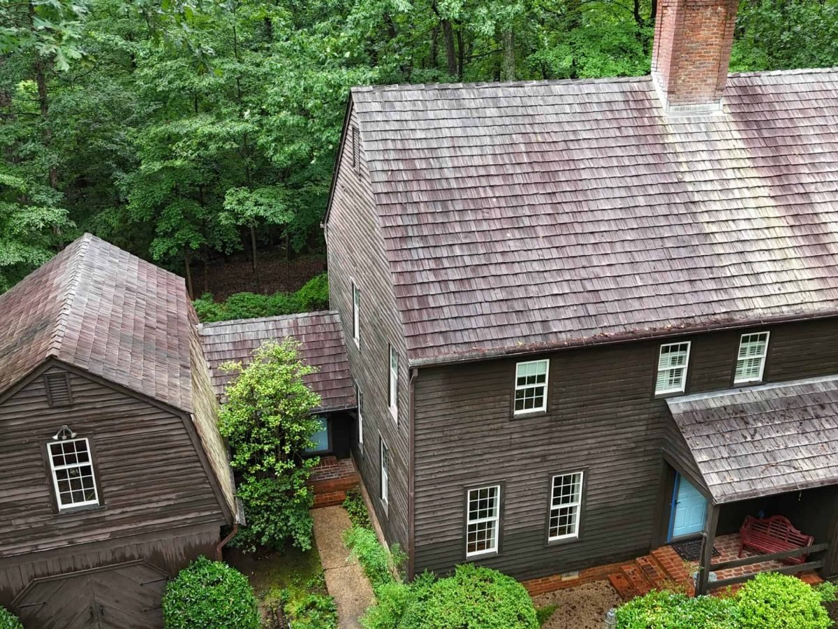 Roof before roof cleaning by alpha exterior solutions in Goochland VA