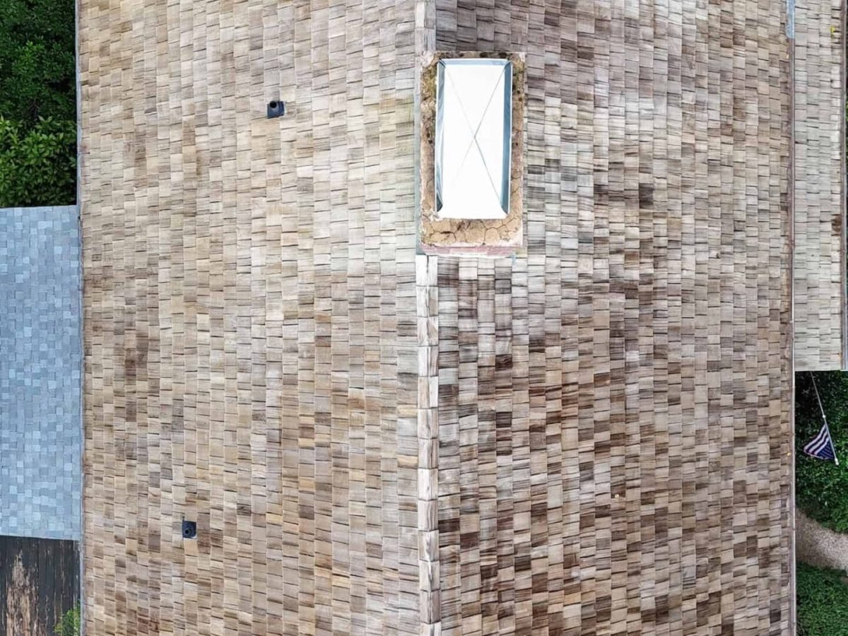 Roof before roof cleaning by alpha exterior solutions in Ashland VA